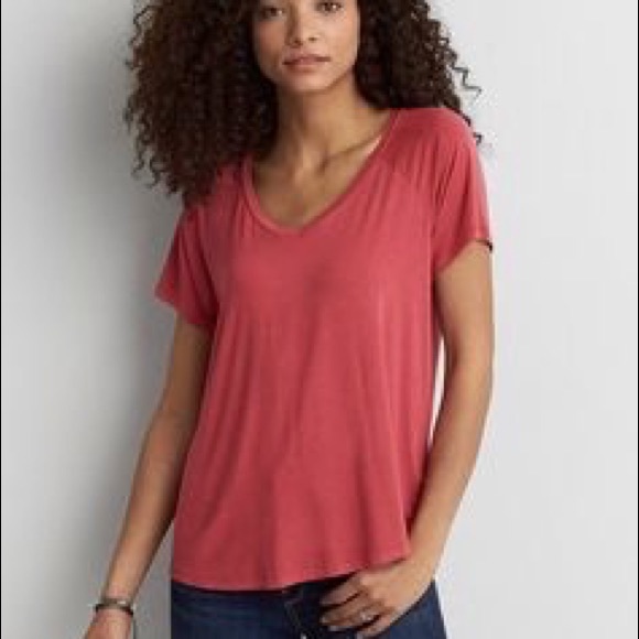 American Eagle V-Neck Pink Shirt Size Small - Picture 5 of 5